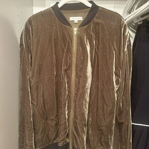 Socialite Dark olive Green Velvet Jacket with Black Trim